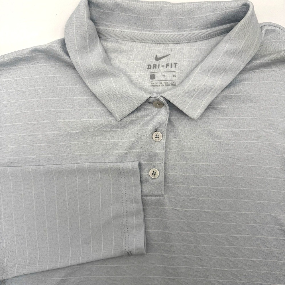 Nike Golf Dri Fit Women's Long Sleeve Light Blue XL Golf Polo Shirt‎ Logo